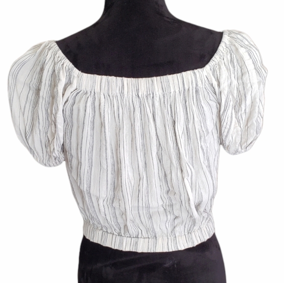 American Eagle Striped Button Down Crop Top Size Small - Picture 4 of 6